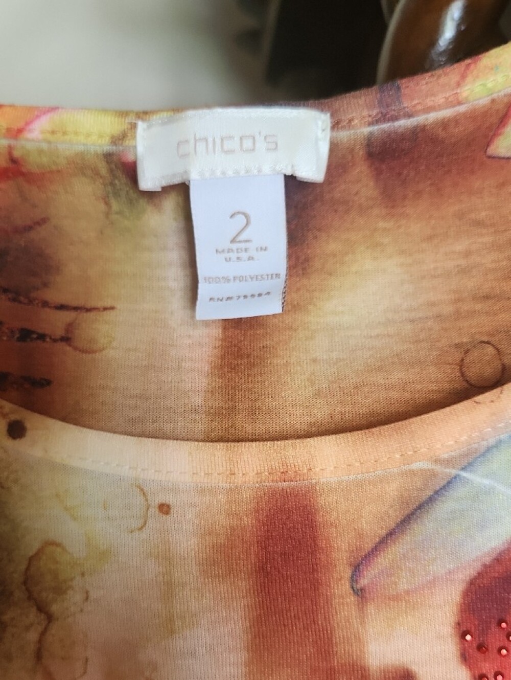 Chico's Multicolor Floral Scoop Neck Top - Picture 3 of 7